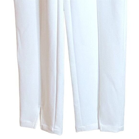 Chelsea 28 Puff Sleeve Jumpsuit Split Hem Pockets V Neck Ivory Cloud Size Small - Picture 7 of 9